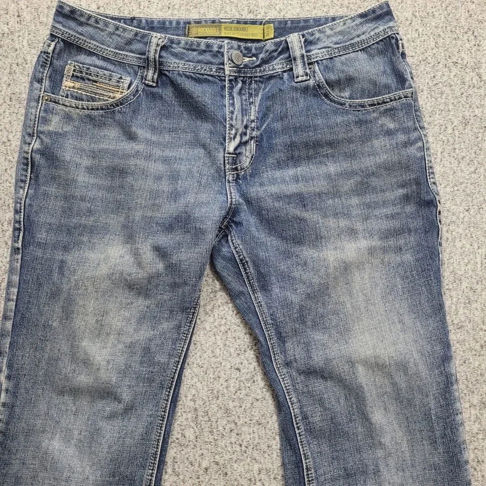 Rock & Roll Denim Pistol Stackable Regular Boot Cut Jeans Mens 38x32 Medium Wash
